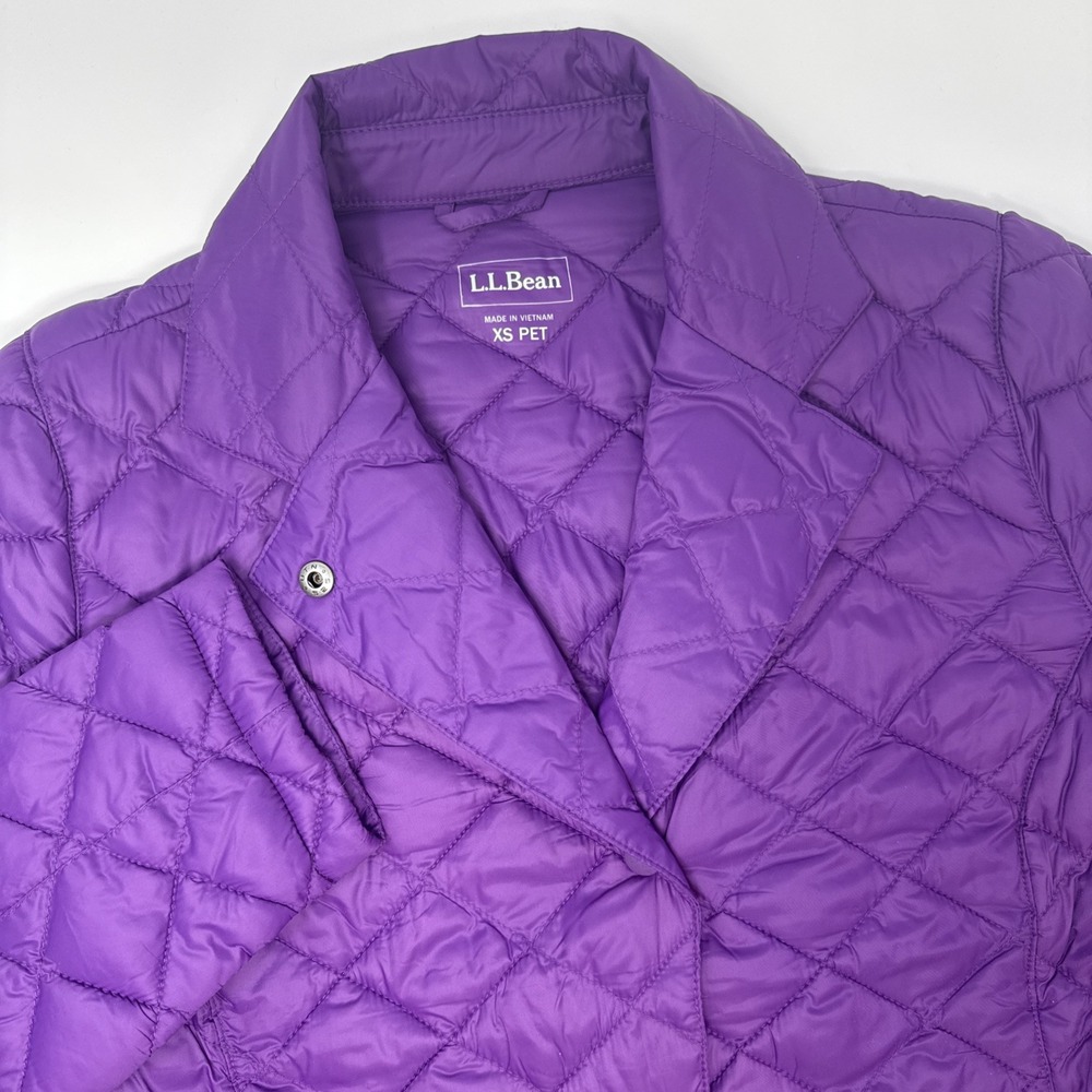 LL Bean Purple Puffer Jacket Asymmetrical‎ Women's XS Petite